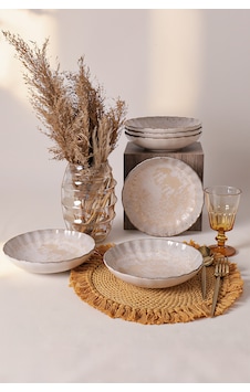 Keramika Vintage Cream Sirius Yemek Tabağı 20 Cm 6 Adet 22146 Krem