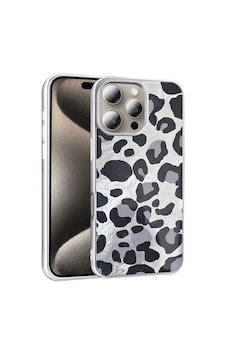 Apple Uyumlu iPhone 16 Pro Max Kılıf Desenli Zore Mep Kapak Gri Leopar Apple Uyumlu iPhone 16 Pro Max Kılıf Desenli Zore Mep Kapak Gri Leopar