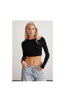 12storeez Siyah Kadın Uzun Kollu Crop Üst Modelleri İle Şıklık Acı kahve 12storeez Siyah Kadın Uzun Kollu Crop Üst Modelleri İle Şıklık Acı kahve