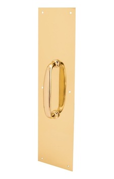 Prime Line Ürünler J 4578 Kapı Pull Tabak, 4-inç X 40,6 Cm, Oval Sap, Pirinç Cilalı