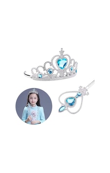 Karlar Ülkesi Elsa Mavi Kalpli Taç Ve Mavi Asa Seti Çocuk Boy " Karlar Ülkesi Elsa Mavi Kalpli Taç Ve Mavi Asa Seti Çocuk Boy "