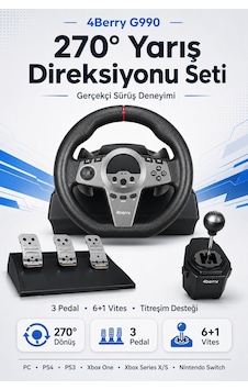 G990 270 Gaming Direksiyon Seti 6+1 Vitesli, 3 Pedallı, Titreşimli Yarış Simülasyonu G990 270 Gaming Direksiyon Seti 6+1 Vitesli, 3 Pedallı, Titreşimli Yarış Simülasyonu