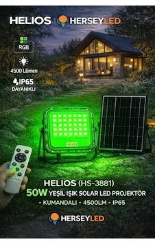 Helıos Hs-3881 50w Yeşil Işık Solar Led Projektör - Kumandalı - 4500lm - Ip65 Helıos Hs-3881 50w Yeşil Işık Solar Led Projektör - Kumandalı - 4500lm - Ip65