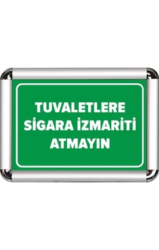 Tuvalletlere İzmarit Atmayın A3 Cerceveli Uyarı Ve Yönlendirme Le