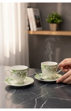 2 Kişilik Vintage Green Kahve Fincanı-5884 Yeşil 2 Kişilik Vintage Green Kahve Fincanı-5884 Yeşil