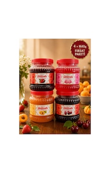 Geleneksel Karışık Reçel Seti 1610 Gr X 4 Adet Gül, Kayısı, Vişne, Çilek - Toplam 6.44 Kg Geleneksel Karışık Reçel Seti 1610 Gr X 4 Adet Gül, Kayısı, Vişne, Çilek - Toplam 6.44 Kg