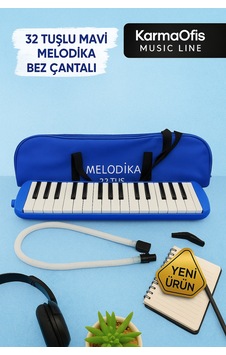 32 Tuşlu Siyah Melodika Bez Çantalı Mavi 32 Tuşlu Siyah Melodika Bez Çantalı Mavi