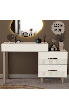 Menekşe Mdf Makyaj Masası Ledli Ayna Dahildir Kırık Beyaz Menekşe Mdf Makyaj Masası Ledli Ayna Dahildir Kırık Beyaz