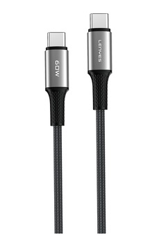 Lenyes Lc560 Type-c To Type-c Örgü Tasarımlı Hızlı Şarj Özellikli Data Ve Şarj Kablosu 60w 2m Siyah