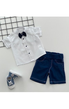 Murat Baby Yalmanlıbebe Neşeli Bebeklerimiz Çapa Desen Papyonlu Hakim Yaka Kot Şortlu Tak Beyaz - Mavi Murat Baby Yalmanlıbebe Neşeli Bebeklerimiz Çapa Desen Papyonlu Hakim Yaka Kot Şortlu Tak Beyaz - Mavi