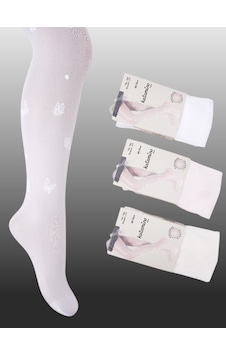 Kıpırık Baby 1'li Kız Çocuk İnce Kelebek Desen Detaylı Külotlu Çorap Pembe-1249 Pembe