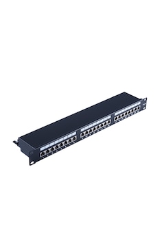 Cat 6a 19" 1u Patch Panel, 500 Mhz, Siyah, 24 Port