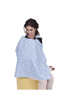 Sevi Bebe Tokalı Anne Emzirme Örtüsü - Mavi Yıldız Sevi Bebe Tokalı Anne Emzirme Örtüsü - Mavi Yıldız