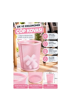 Açık Pembe Çöp Kovası Paslanmaz Çelik Fileli 1 Adet Ofis Büro Okul Çöp Kovası Metal Delikli Kolay Kullanım Açık Pembe Çöp Kovası Paslanmaz Çelik Fileli 1 Adet Ofis Büro Okul Çöp Kovası Metal Delikli Kolay Kullanım