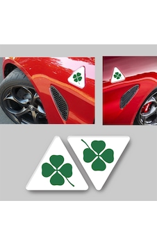 Alfa Romeo Yonca Amblem Beyaz 3D Sticker 2 Adet Alfa Romeo Yonca Amblem Beyaz 3D Sticker 2 Adet