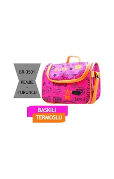 Baskılı Beslenme Çantası Termoslu Pembe Br-3501 Pembe