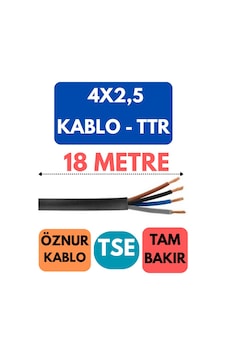 Öznur 4x2,5 Ttr Kablo Metre Seçenekli Siyah - 18 Metre Öznur 4x2,5 Ttr Kablo Metre Seçenekli Siyah - 18 Metre