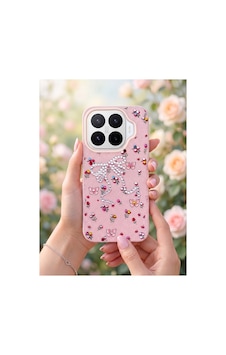 Xiaomi 17t Taşlı Desenli Fiyonk Silikon Kılıf Pembe Xiaomi 17t Taşlı Desenli Fiyonk Silikon Kılıf Pembe