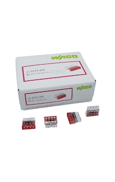 Wago 100 Adet 2273-204 Compact Bağlantı Kutusu Kelepçesi Ø 0,5-2,5 Mm², 4 Kutuplu, Şeffaf/kırmızı Wago 100 Adet 2273-204 Compact Bağlantı Kutusu Kelepçesi Ø 0,5-2,5 Mm², 4 Kutuplu, Şeffaf/kırmızı