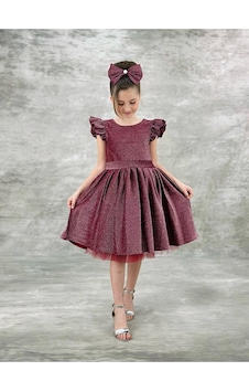 Stella Butik Kız Çocuk Bayramlık Simli Elbise Pembe Stella Butik Kız Çocuk Bayramlık Simli Elbise Pembe