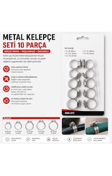 10 Parça Metal Hortum Kelepçe Seti Paslanmaz Çelik Kelepçe Çeşitleri 0 - 10 CM 10 Parça Metal Hortum Kelepçe Seti Paslanmaz Çelik Kelepçe Çeşitleri 0 - 10 CM