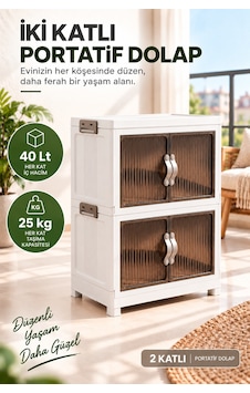 Evonıta 2 Katlı Portatif Dolap 80 Lt Geniş Hacimli Çok Amaçlı Organizer 49x30x59 Cm Beyaz Evonıta 2 Katlı Portatif Dolap 80 Lt Geniş Hacimli Çok Amaçlı Organizer 49x30x59 Cm Beyaz