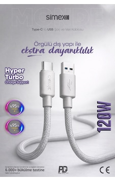 Simex 120w/67w/33w Usb To Type-c Ultra Turbo Hızlı Şarj Kablosu Xiaomi Uyumlu, Gri, 1 Metre Simex 120w/67w/33w Usb To Type-c Ultra Turbo Hızlı Şarj Kablosu Xiaomi Uyumlu, Gri, 1 Metre