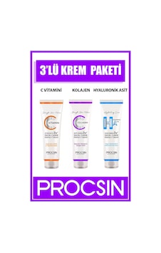 3'lü Krem Paketi - C Vitamini Krem, Kolajen Krem, Hyaluronik Asit Krem