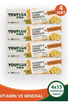 Youplus Pro Vitamin C D Çinko Propolis 15 Efervesan Tablet 4 Adet