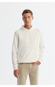Avva Erkek Ekru Kapüşonlu Baskılı Elastan Regular Fit Sweatshirt A42y1332