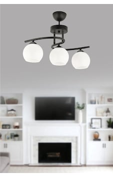 Ömür Avize Hestia Modern 3lü Camlı Avize- Beyaz - Siyah Ömür Avize Hestia Modern 3lü Camlı Avize- Beyaz - Siyah