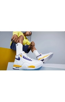 Nike Flight 89 Legacy Flight Legacy "Lakers" Erkek Basketbol Ayak Beyaz-White