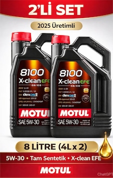 Motul 8100 X Clean Efe 5W-30 Dexos2 C2/C3 Motor Yağı 2 x 4 L Motul 8100 X Clean Efe 5W-30 Dexos2 C2/C3 Motor Yağı 2 x 4 L