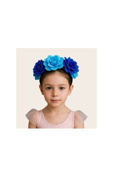 Blue Rose Crown- Mavi & Saks Gül Tacı Beyaz