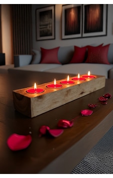 Mumlar Dahil, Mumluk Dekoratif Masif Ahşap 5'li Tealight Mumluk El Yapımı, Bohem & İskandinav Tarz Ahşap Rengi Mumlar Dahil, Mumluk Dekoratif Masif Ahşap 5'li Tealight Mumluk El Yapımı, Bohem & İskandinav Tarz Ahşap Rengi