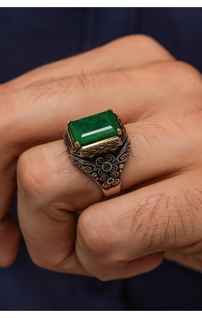 Yeşil Paraiba Taşlı Kare 925 Gümüş Erkek Yüzük Beyaz Yeşil Paraiba Taşlı Kare 925 Gümüş Erkek Yüzük Beyaz