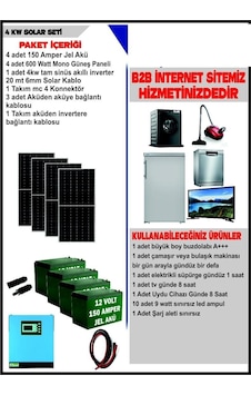 Bolsat Solar 4 Kw Set- 2400watt Panel - 600 Amper Jel Akü - 4000 Watt Akıllı Tam Sinüs İnverter
