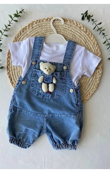 Bilge Trend Bebek Kot Salopet T-shirt İkili Takım Açık Mavi Bilge Trend Bebek Kot Salopet T-shirt İkili Takım Açık Mavi