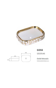 Boheme Tasarım Şık Lavabo Gold-beyaz Desenli Gold Boheme Tasarım Şık Lavabo Gold-beyaz Desenli Gold
