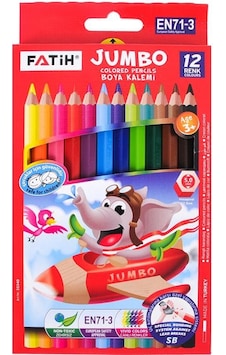 Fatih Kuru Boya 12 Renk Tam Boy Jumbo Çok Renkli