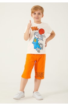 Looney Tunes Basketball Beyaz Erkek Çocuk Kapri Takım Beyaz