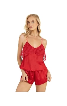 Moon Wear Kırmızı Saten Şort Takımı 9214 Kırmızı Moon Wear Kırmızı Saten Şort Takımı 9214 Kırmızı