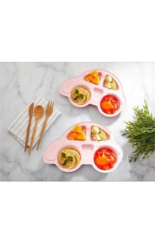 Bayev 2'li Mama Tabağı 2 Adet Pembe Bebek Ve Çocuk Bölmeli Yemek Tabağı Bayev 2'li Mama Tabağı 2 Adet Pembe Bebek Ve Çocuk Bölmeli Yemek Tabağı