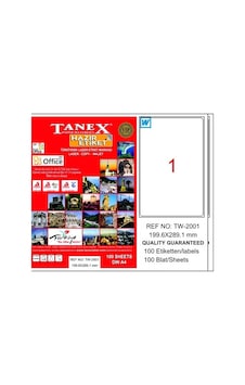 Tanex Tw-2001 199.6X289.1 MM Laser Etiket 100 Ad.