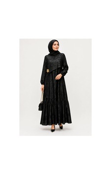 Miss Meliss Sandy Jakar Tokalı Boydan Elbise Siyah Siyah Miss Meliss Sandy Jakar Tokalı Boydan Elbise Siyah Siyah