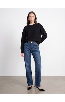 Dilvin 72362 %100 Pamuk Basic Wide Leg Jean Mavi Dilvin 72362 %100 Pamuk Basic Wide Leg Jean Mavi