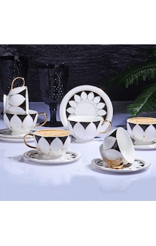 Kosova Zjn-05 Tombul Drop Black Porselen 6 Lı Nescafe Seti 12 Parça Beyaz