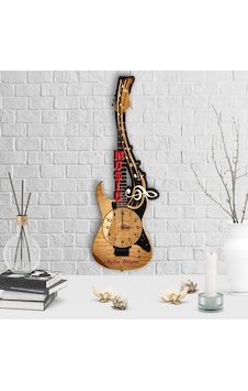Kişiye Özel Dekoratif Gitar Tasarımlı Ahşap Duvar Saati - 5 Çok Renkli Kişiye Özel Dekoratif Gitar Tasarımlı Ahşap Duvar Saati - 5 Çok Renkli