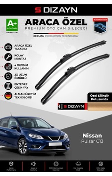 S-dizayn Nissan Pulsar C13 Ön Cam Silecek Seti 2014-2018 Premium Araca Özel 65-35 Cm A+ Kalite Aocs-