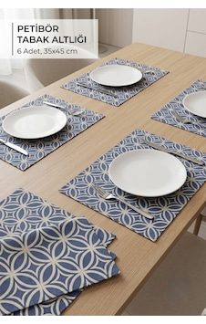 Masa Matı Amerikan Servis 6'lı Takım Sıvı İtici Silinebilir Kumaş Tabak Altlığı 35x45 Lacivert Masa Matı Amerikan Servis 6'lı Takım Sıvı İtici Silinebilir Kumaş Tabak Altlığı 35x45 Lacivert